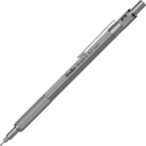 Scrikss Office Graphx Mekanik Kurşun Kalem Kurşun Gri 0.7 Mm | Yazarken ve çizim yaparken ergonomik tutuş için pirinç kavrama bölgesi