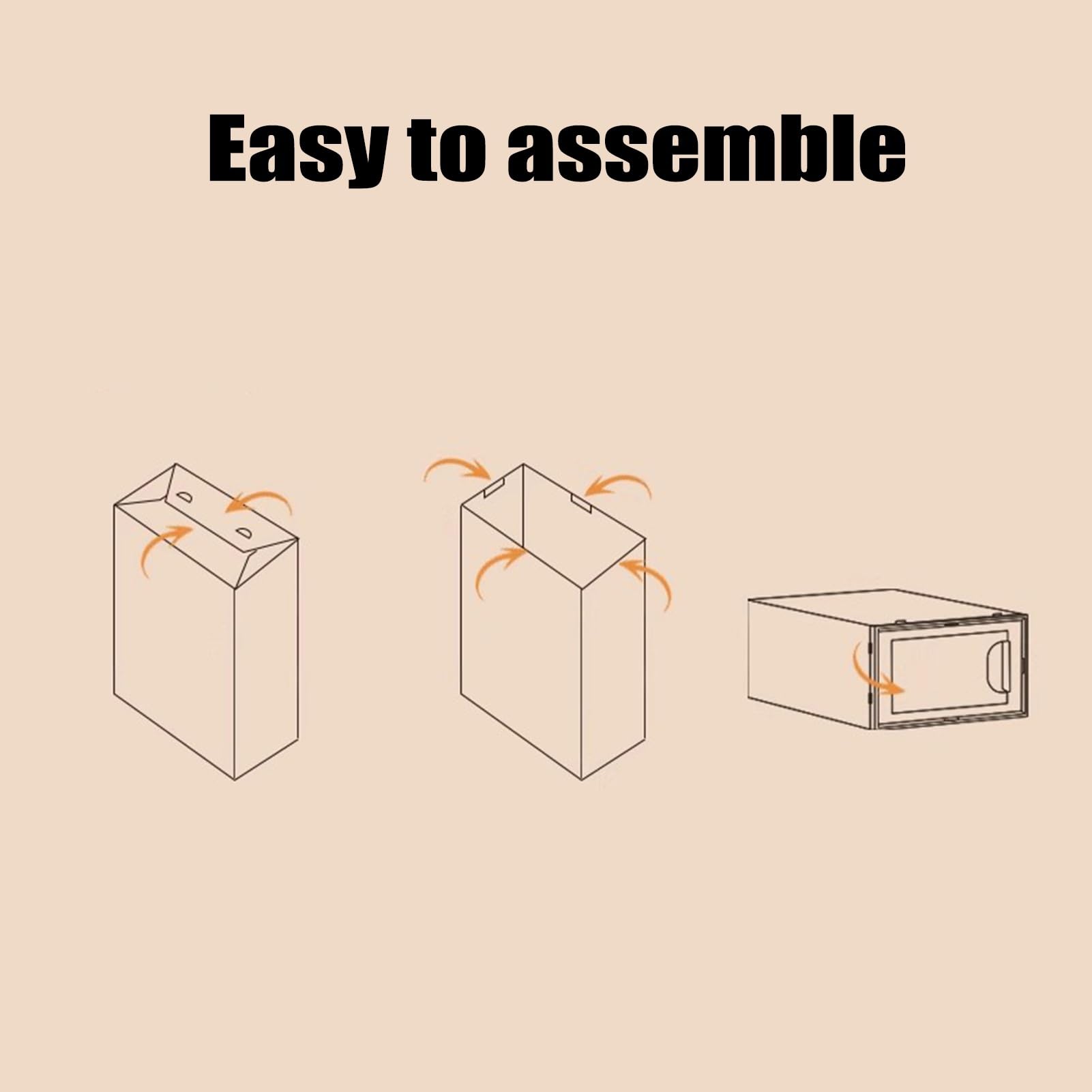 Paquete de 6 cajas de almacenamiento de zapatos de plástico transparente apilables y ahorran espacio, fáciles de montar (naranja)