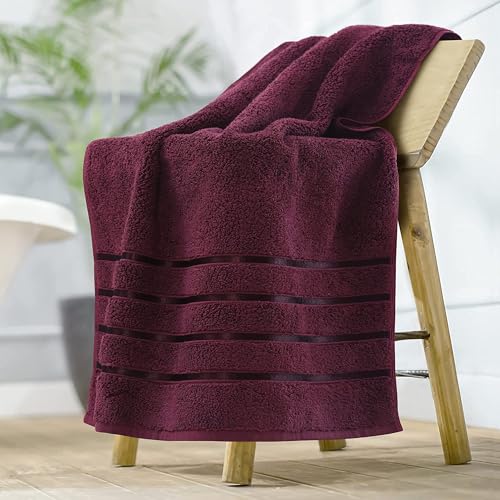 Spread Spain 100% Cotton Towels for Bath | Towels for Bath Large Size | Roman Bath Towel - Soft, Fluffy and Absorbent | 600 GSM | 1 Piece Bath Towel for Men/Women | 75 cms x 150 cms - Marsala