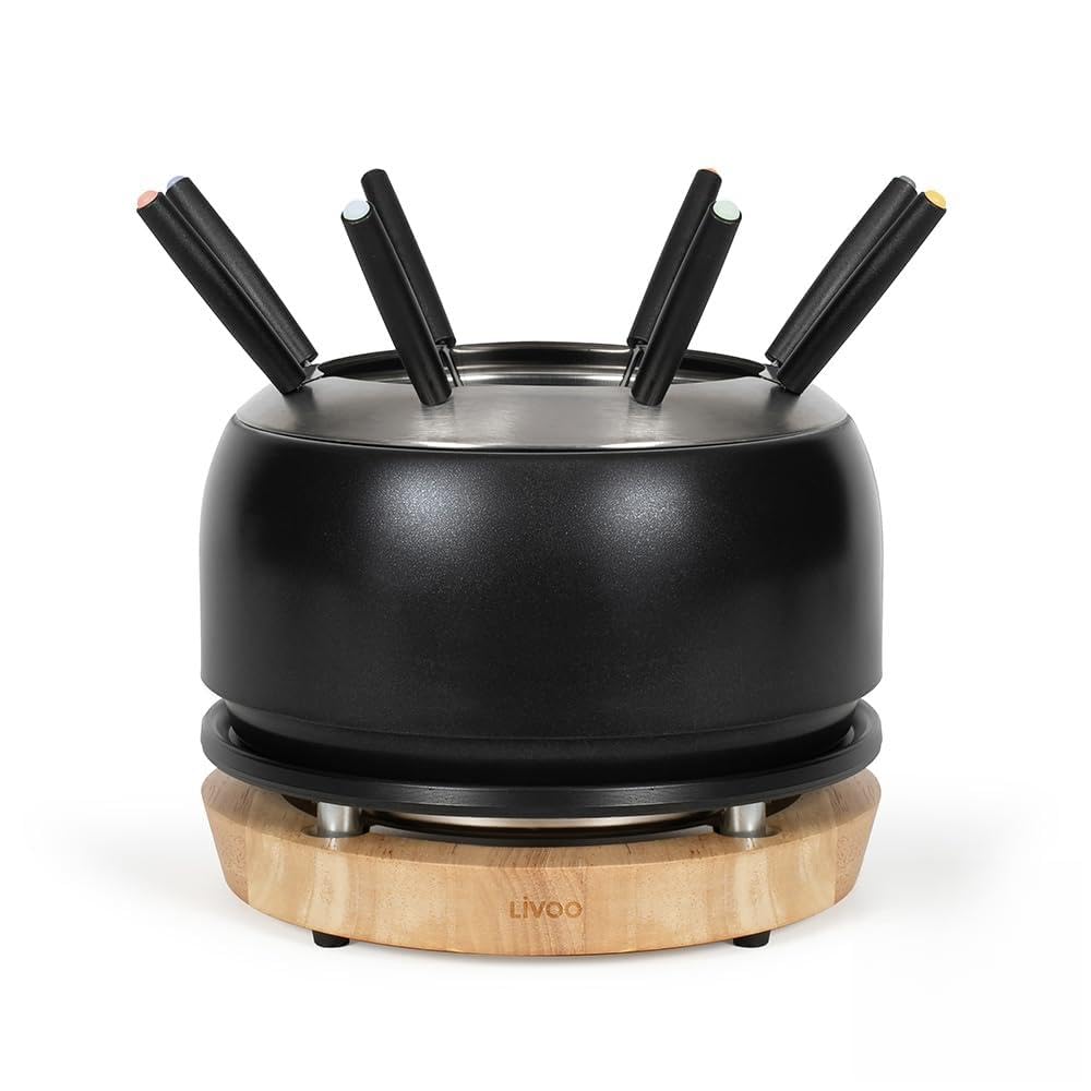 Livoo - Appareil à fondue XXL DOC339-2,5L - 1200W, sans PFAS, 8 personnes | Thermostat ajustable