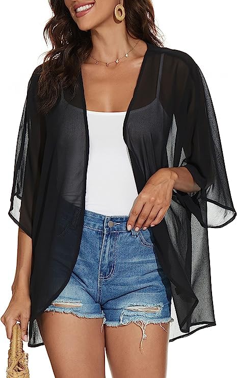 Bulky Sleeve Kimono Cardigan Loose Cover Up Casual Blouse Tops | Swimsuit Cover up | Beach Wear | Free size