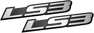 LS3 Embossed Silver on Black Real Aluminum Auto Emblem Badge Nameplate Compatible with GM General Motors Chevy Corvette Camaro SS Pontiac G8 GXP Holden (Pack of 2)