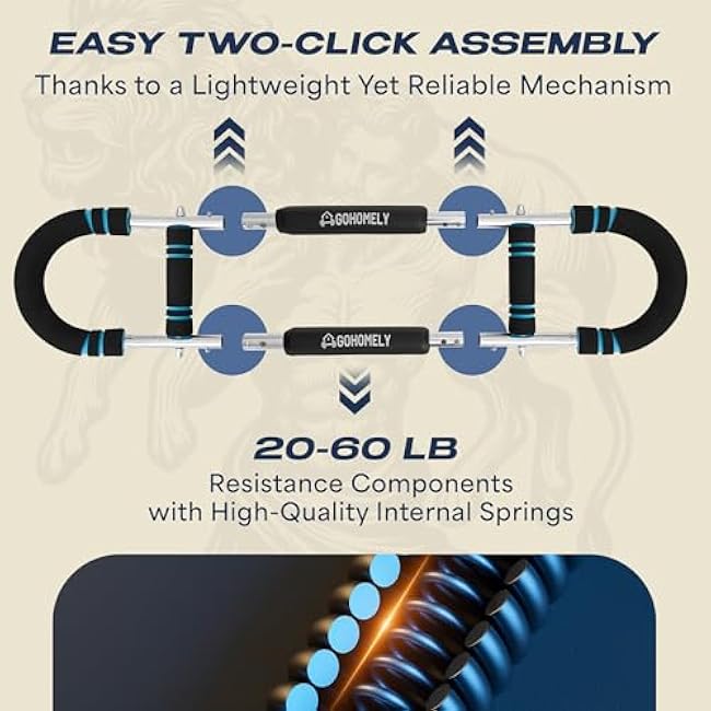 Twister Arm Trainer 20/60 & 40/90 lbs - Adjustable Chest, Arm & Upper Body Workout Bar for Home Gym Strength Training - Silent Resistance Power Twister by GOHOMELY