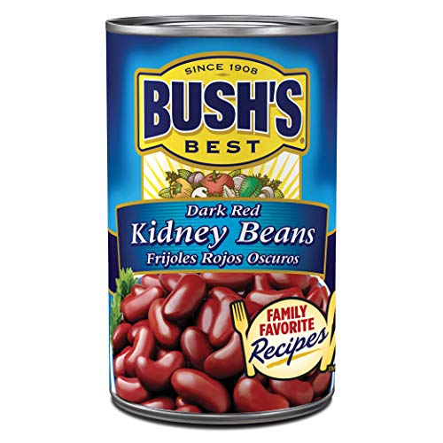 BUSH'S BEST Dark Red Kidney Beans, 16 Ounce Can, Canned Kidney Beans, Plant-based Protein and Fiber, Low Fat, Gluten Free, Great with Chili, Rice or Salads, Canned Beans