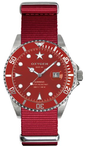 Oxygen EX-D-SHA-40-RE - Reloj analógico de Cuarzo Unisex, Correa de Nailon Color Rojo (Agujas luminiscentes)