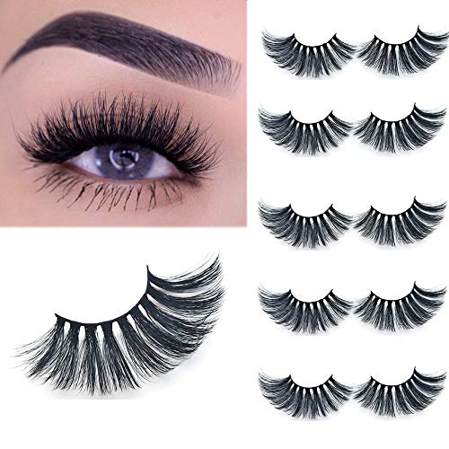 Kisslily 8 Pairs 25mm 3D Faux Mink Lashes Pack Fluffy Thick Dramatics Lashes Long Bushy Type False Eyelashes Fluffy Thic