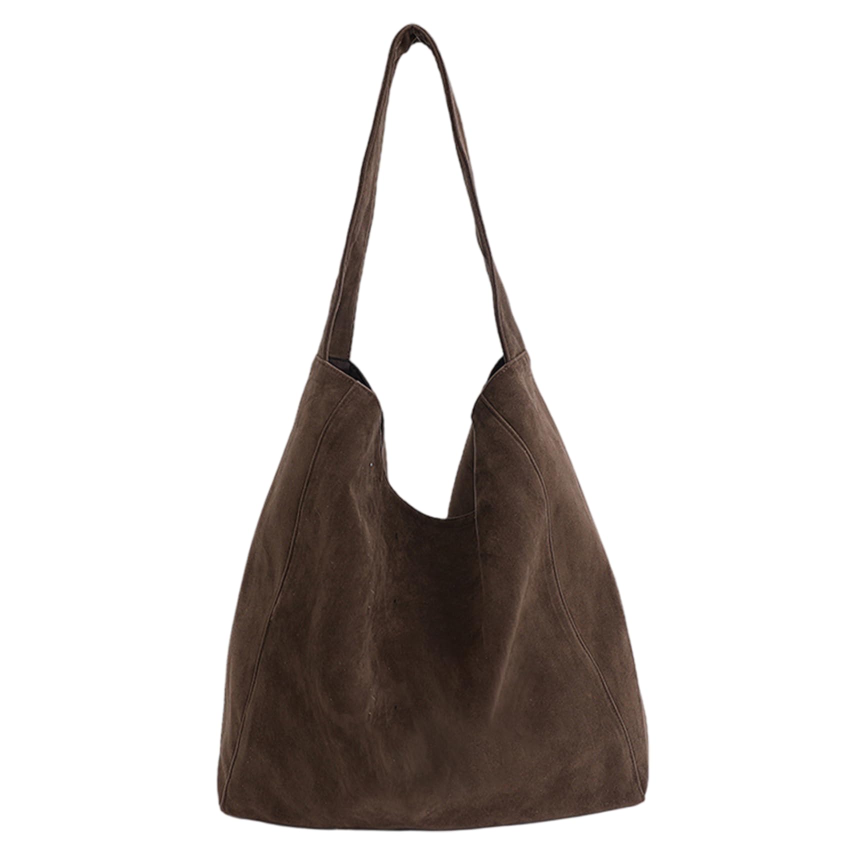 Ameble Suede Slouchy Shoulder Bag Large Capacity Vintage Brown Suede Shoulder Bag for Women Bags, Slouchy, Brown, Handbags for Women, Purse