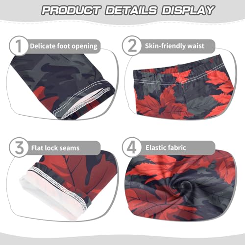 Maple Leaves Red Black Girls Leggings Soft Stretch Workout Yoga Dance Pants for Kids Casual Tights3