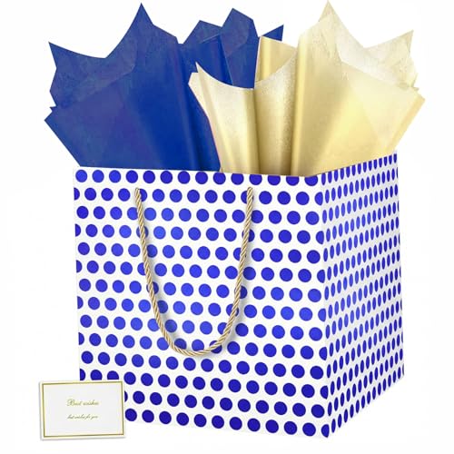 Sac cadeau carré pour anniversaire et mariage HONTIUS XL 30 cm avec papier de soie