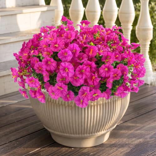 NINTYNINE 12 Bundles Fuchsia Artificial Flowers Outdoors UV Resistant