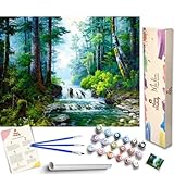 🖌️ TOLLES MOTIV: Fluss im Wald, ein absoluter Blickfang in beeindruckenden Farben. Ideal auch als Geschenk, z. B. zum Geburtstag. Viel Spaß beim Malen!