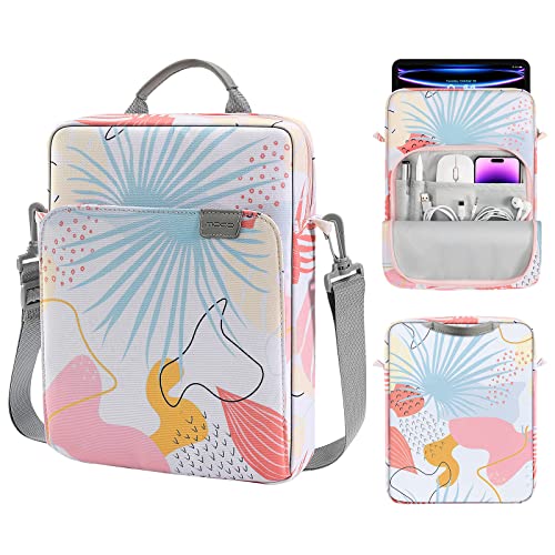 Image of MoKo 13 Inch Tablet Sleeve Bag, Fits with 13 Inch New iPad Pro M5 & Air M4 /M3, iPad Pro 12.9 M2&M1,Surface Laptop Go 12.4,Galaxy Tab S8+ /S9+ 12.4,Handle Carrying Case with Shoulder Strap,Tropical Leaf