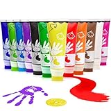 Fingerfarben Kinder Ungiftig Mit Schwammkopf 12 Farben Waschbar 75 ml/Schlauch Baby Abdruckset, Fingerfarbe Finger Paint Geeignet Für Geschenke Zur Früherziehung Von Kindern, Handgefertigte Malerei