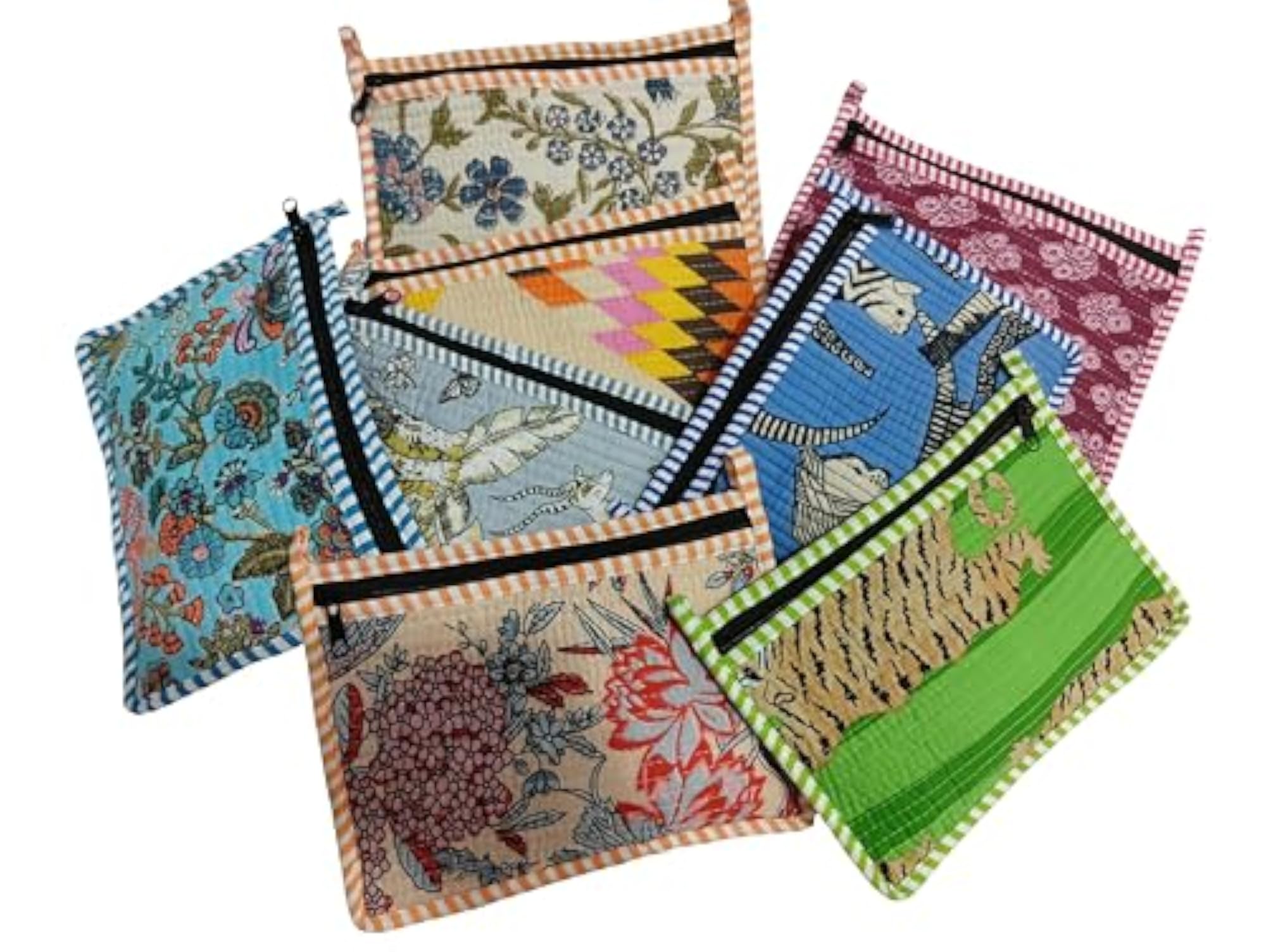 Handblock Floral Print Quilted Multipurpose Coin Currency Pouch