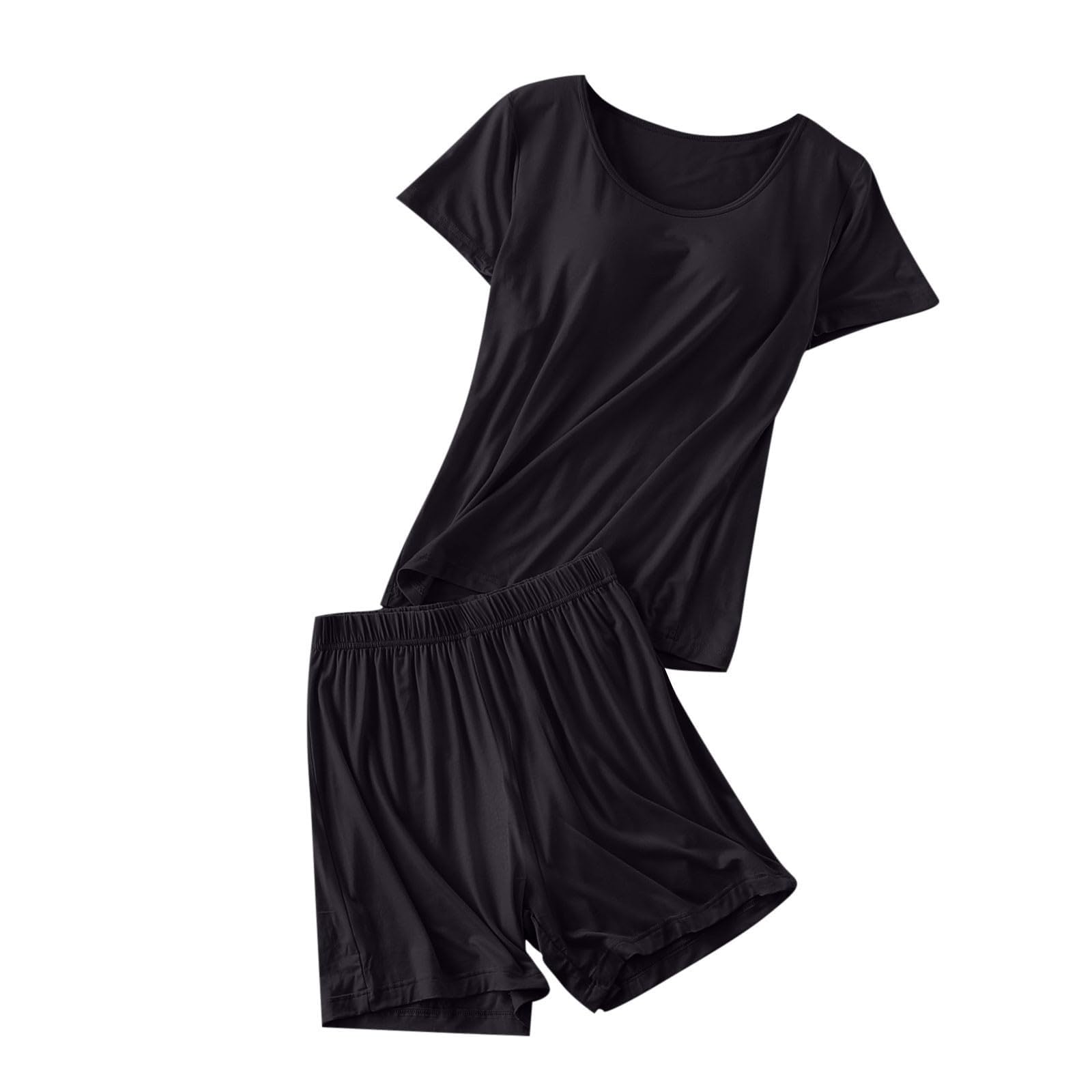 Generico Completo Donna Pantaloncini e Top con Reggiseno Integrato Pigiama Corto per Casa Abbigliamento Casual Estivo