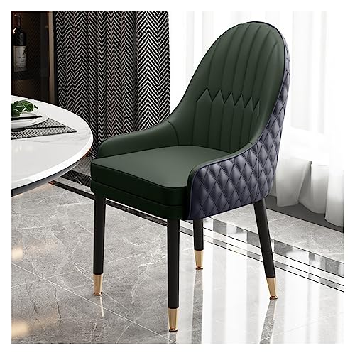 MEHWSUR Modern Dining Chairs Upholstered Faux Leather Accent Chairs with Solid Wood Legs,Vanity Lounge Chairs Armchair Desk Chair Thick Sponge Seat for Living Room (Color : Groen)