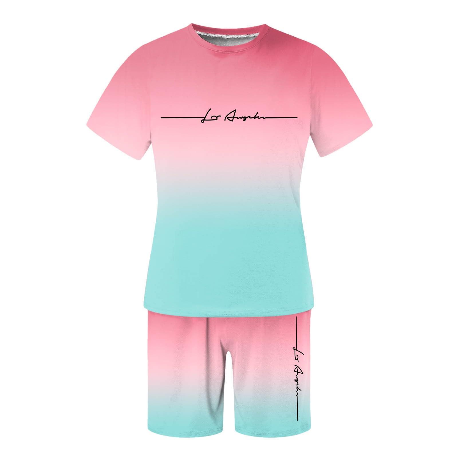 Generico Tuta Estiva da Uomo, 2 Pezzi, a Maniche Corte, per Lo Sport, Casual, Spiaggia, Jogging, Girocollo, Il Tempo Libero Traspirante Fitness Completi Sportivo