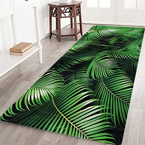 Long Runner Rug for Hallway,Tropical Exotic Palm Tree Leaves Branches Botanical Jungle Garden Nature,Area Rug Non-Slip Floor Carpet for Living Room Bedroom Washable Doormat Entrance Kitchen Rugs