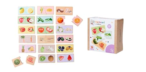 Eichhorn Puzzle Montessori de Madera, Frutas y Verduras, 34 Piezas con imágenes Reales, FSC