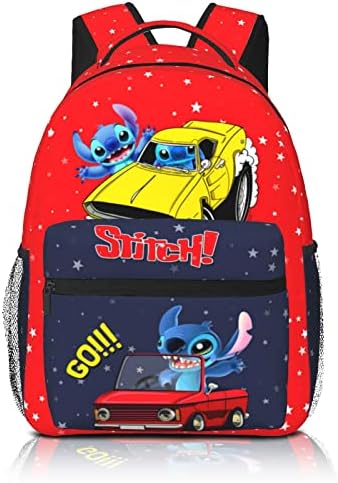 AHJKHJNK Animal Backpack Stitch Backpacks Cute Car Bookbag Red Blue Book Bag Funny Animals Back Pack Fashion Back Packs Stitch Bookbag Stars Small Backpack Travel Back Packs Gifts