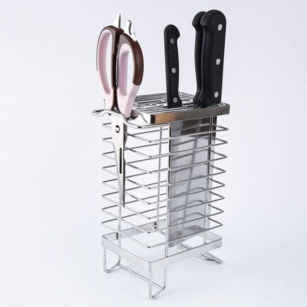 Stainless Steel Holder Block Scissor Slot Storage Rack Kitchen Knives Organizer