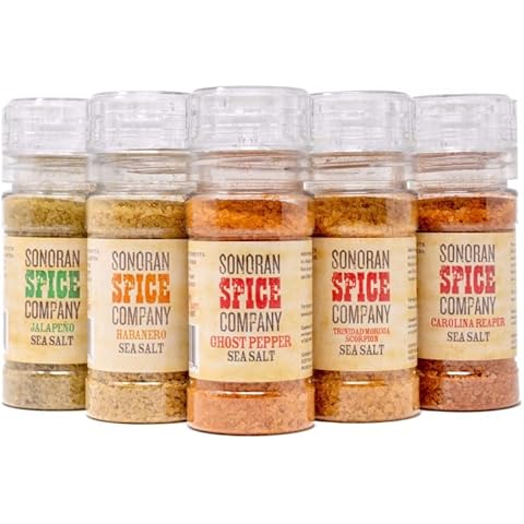 Carolina Reaper,Trinidad, Ghost Pepper, Habanero, Jalapeno Sea Salt 5 Pack Cover