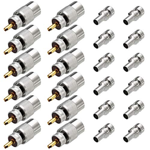Greluma 12 Piezas Conector PL259, UHF PL 259 Conector Macho Coaxial de Soldadura Macho con Reductor, RFAdapter 50ohm para RG59, RG8, RG8x, LMR 400, RG 213 Compatible con Radioaficionado