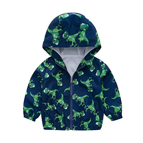 Toddler Boys Girls Dinosaur Zip Jacket Kids Lightweight Hooded Windbreakers Outdoor Raincoat Outerwear Fall Winter Coat2