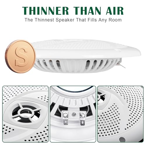 Image of LENKRAD 6.5 Inch RV Marine Speakers White - Waterproof Outdoor Boat Speakers | 120 Watt Power Indoor Stereo Sound Player with Low Profile Slim Style, 6 1 /2 inch Shallow Mount Camper Van -1 Pair
