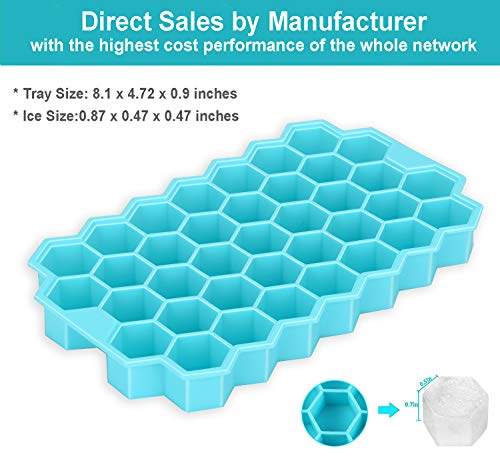 Ice Cube Trays, Tearoo 2 Pack Silicone Ice Cube Molds With Lids, Easy-Release And Flexible 74-Ice Trays Bpa Free, For Whiskey Cocktail, Stackable And Safe Ice Cube Molds #TOP4
