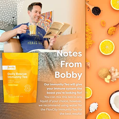 Flavcity Daily Rescue Immunity Tea – Delicious Shelf-Stable Herbal Tea For Wellness Boost Made With Real Lemon And Ginger Powder To Help Your Body Thrive In Every Season (1.9 Oz) #TOP4