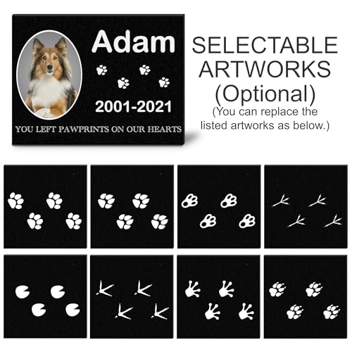 Image of ADFSTONE Pet Memorial Stones Personalized Dog Remembrance Gifts, Customized Dog Picture Grieving Plaque, DIY Gravestone, Custom Sympathy Photo Gift, Animal Grave Markers.