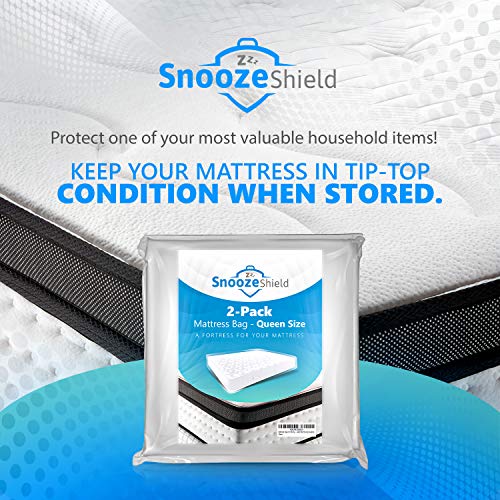2 Pack Mattress Bags For Moving - Ultra Thick Queen Mattress Storage Bag 61 X 15 X 104 Inch - Resuable Waterproof Plastic Mattress Cover Protector - Heavy Duty 3 Mil Clear (Transparent) #TOP5