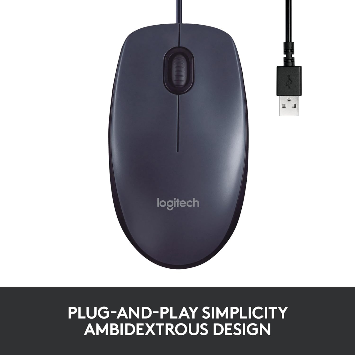 Logitech B100 Maus mit Kabel, USB-Anschluss, 800 DPI Optischer Sensor, 3 Tasten, Für Links- und Rechtshänder, PC/Mac - Schwarz (Optical Business Maus | 10er Pack)