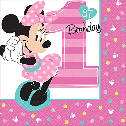 Amscan 1St Birthday Minnie Mouse Beverage Napkins 16 Count Party Supplies Minnie Fun To Be One!, Pink, One Size, Model: 501834 #TOP17