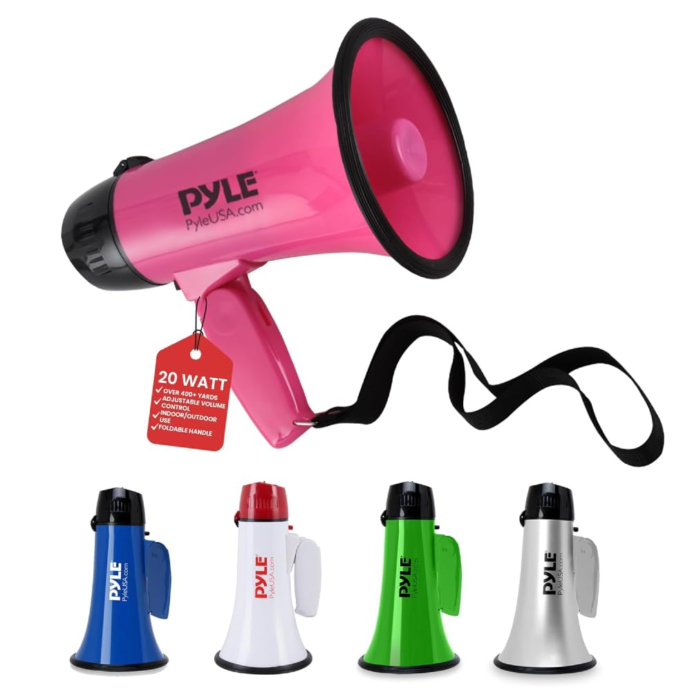 GK SOUND Kit Set para Pyle PMP24PK 1 megáfono Rosa de 20 vatios máx. hasta 350 Metros con Sirena incorporada para Uso Interior y Exterior, 1 Pieza