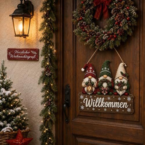 Weihnachtsdeko Tür Wichtel Holzschild Türdeko Weihnachten Willkommen – Bild 4
