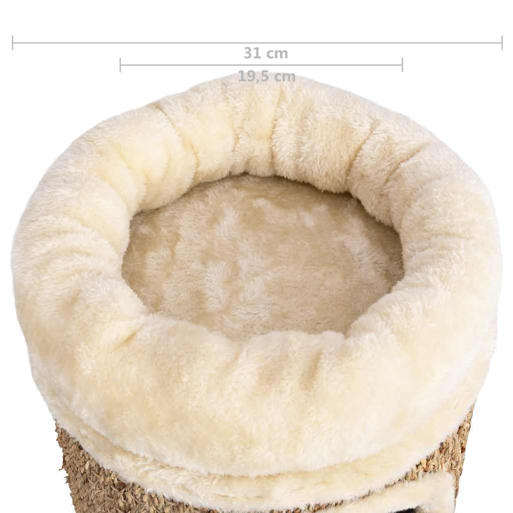 Mangloder - Casa para gatos con lujosa cama para gatos, 33 cm, hierba marina, rascador para gatos, cueva para gatos, tabla para rascar, escalar, para interior, balcón, esquina, para escalada, rascar