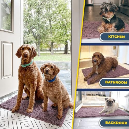 Image of Muddy Mat | Super Water Absorbent Door Mat Indoor, Microfiber Quick Dry Chenille Entryway Rug, Slip Resistant Front Door Mat, Indoor Mats for Entryway, Machine Washable Pet Rug, Plum 5ft x 7ft