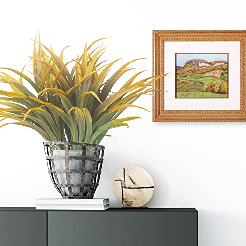 6 Bundle Artificial Fall Fake Grass Plants Faux Greenery Plastic Plant Outdoor Uv Resistant Shrubs For Garden Porch Window Box Decor (Green Orange) #TOP2