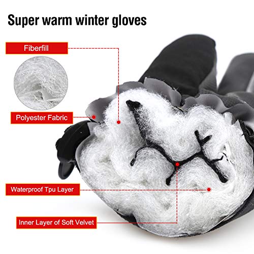 mysuntown Ski Gloves Waterproof Warm Snow Gloves Snowboard Snowmobile Winter Gloves for Men Women (XL) (L)