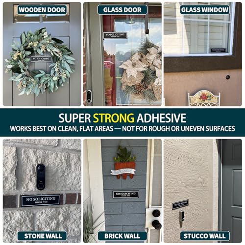 no soliciting sign for house with strong adhesive tape 8234 x 2434 premium durable no soliciting signs for home no solicitation signs for front doorwallwindow clear and easy to read