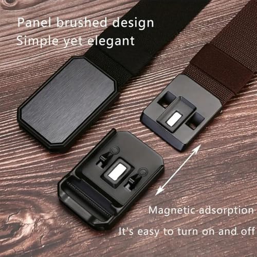 Magnetic Buckle Belt - Elastic Belts for Men | Magnetic Buckle Canvas Belts | Mens Machine Washable Belt | Multipurpose 6