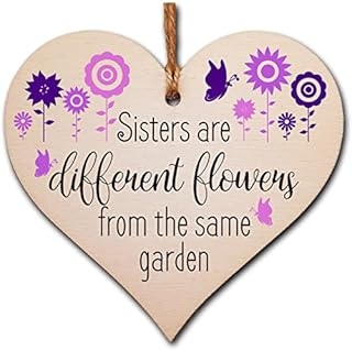 Handmade Wooden Hanging Heart Plaque Gift Perfect for Sisters Lovely Friendship Keepsake
