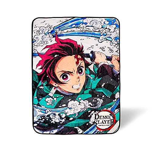 Demon Slayer Tanjiro Kamado Plush Throw Blanket | Super Soft Fleece Blanket, Cozy Sherpa Cover for Sofa and Bed, Home Decor Room Essentials | Anime Manga Gifts | 45 x 60 Inches