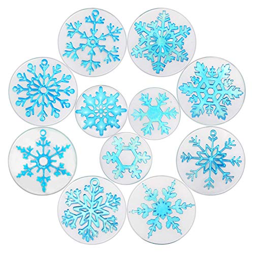 HEALLILY 11 x Schneeflocken-Silikonharz-Formen, Schneeflocken-Gießform, Kristall-Epoxid-Form, Seifengießform für DIY Handwerk, Weihnachtsdekoration, Halskette, Ohrringe, Anhänger