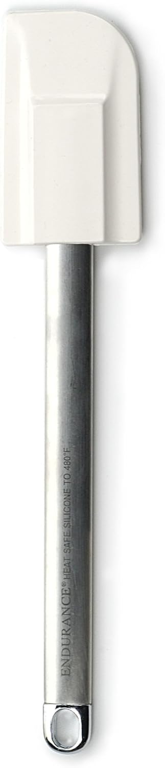 RSVP International Endurance Kitchen Tool Collection Silicone Spatula, Stainless Steel Handle, 10.25 x 2", White