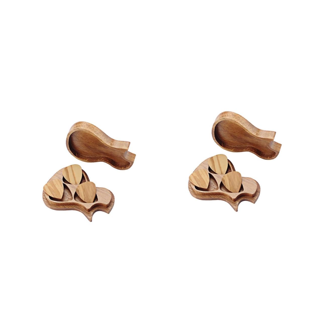 Yardwe 2 Ensembles Set de Médiators Bois Olivier avec Boîte de Rangement pour Guitaristes Pratique et Élégant Comprend Médiators Bois pour Amateurs de Guitare et Musiciens