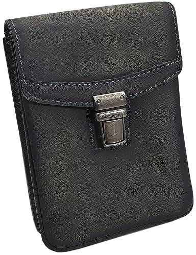 Echt Büffel-Vollleder Gürteltasche in Hoch- oder Querformat (Modell 1 / Hochformat/Vintage-Grau)