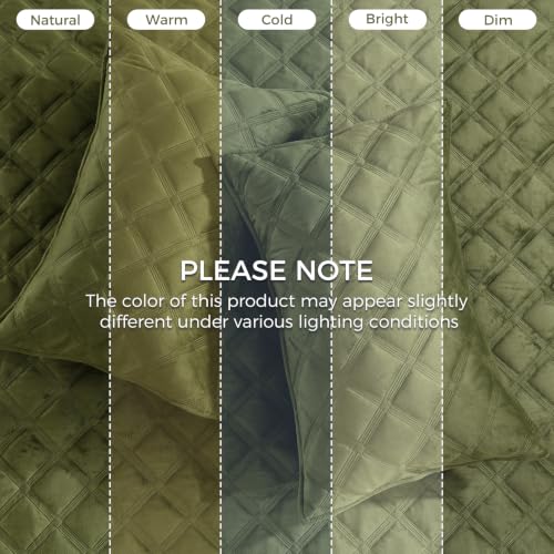 WONGS BEDDING Velvet Comforter King, Lattice Diamond Quilt Set, Olive Green - image 9